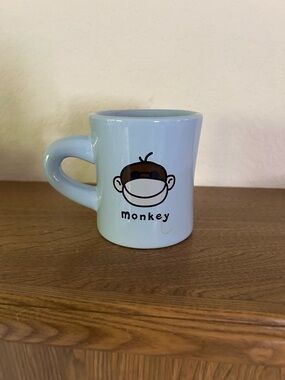 Life is Good Light Blue 'Monkey' Ceramic   Diner Mug -